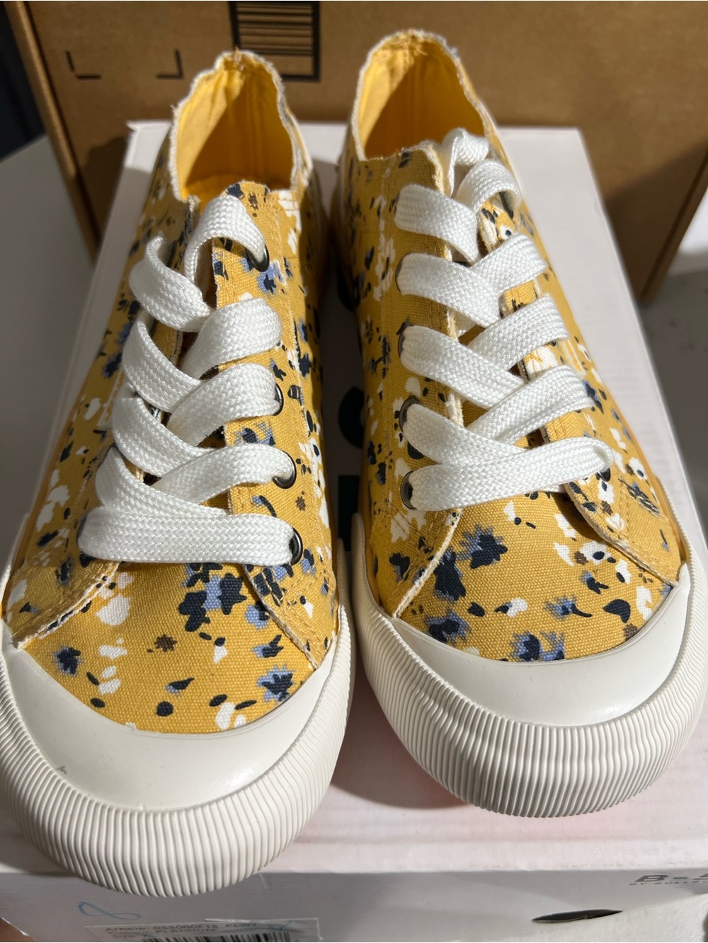 Rocket Dog Yellow Floral Canvas Sneakers with White Laces - Picture 1 of 9
